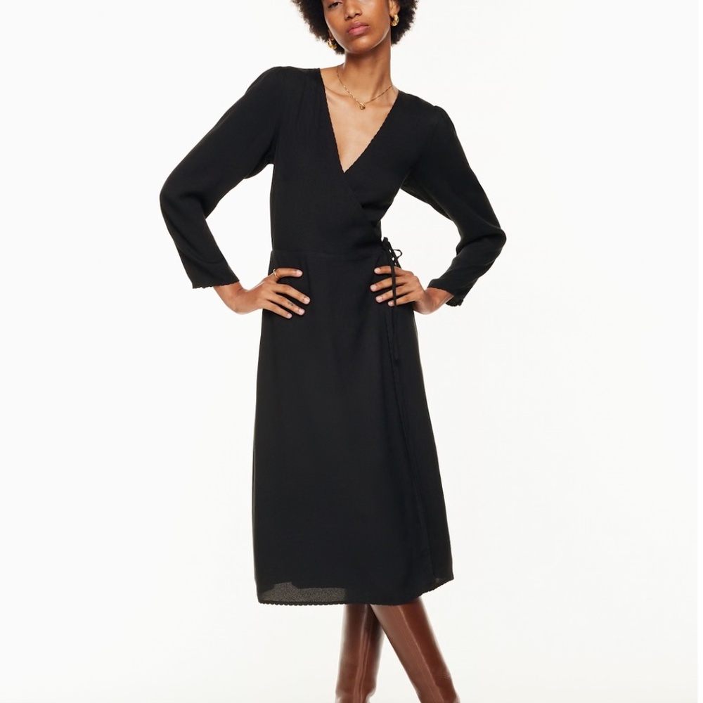Aritzia Wilfred "Once" Midi Wrap Dress Black in XS